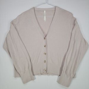 Aritzia The Group Babaton Beige V-Neck Cardigan Sweater
